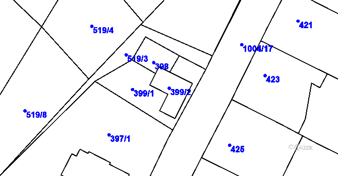Parcela st. 399/2 v KÚ Klikov, Katastrální mapa