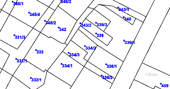 Parcela st. 334/2 v KÚ Klikov, Katastrální mapa