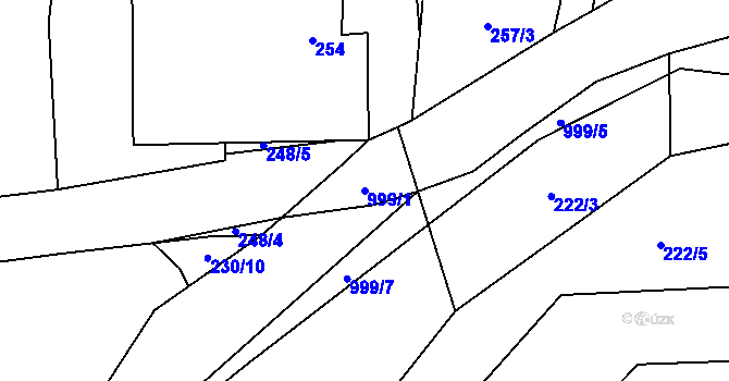 Parcela st. 999/1 v KÚ Klikov, Katastrální mapa