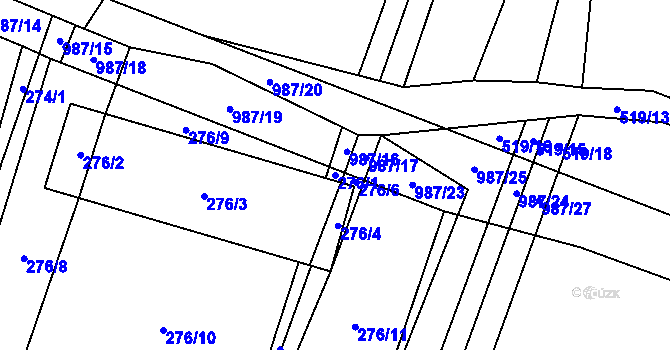 Parcela st. 276/1 v KÚ Klikov, Katastrální mapa
