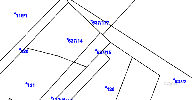 Parcela st. 637/15 v KÚ Klikov, Katastrální mapa