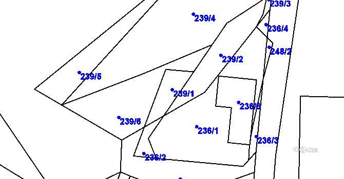 Parcela st. 239/1 v KÚ Klikov, Katastrální mapa