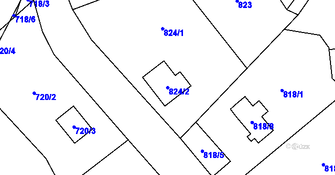 Parcela st. 824/2 v KÚ Klikov, Katastrální mapa
