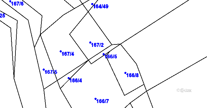 Parcela st. 166/5 v KÚ Klikov, Katastrální mapa
