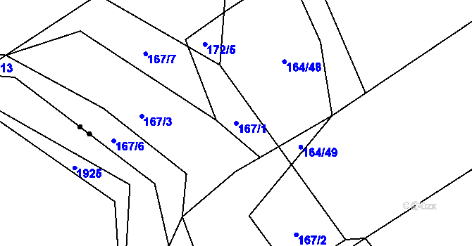 Parcela st. 167/1 v KÚ Klikov, Katastrální mapa
