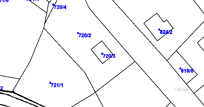 Parcela st. 720/3 v KÚ Klikov, Katastrální mapa