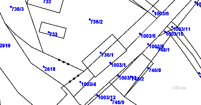 Parcela st. 736/1 v KÚ Klikov, Katastrální mapa