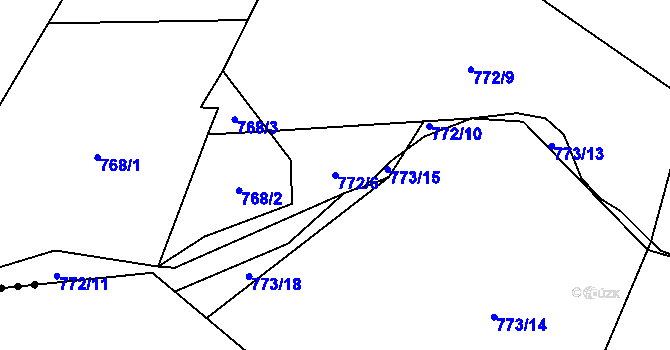 Parcela st. 772/6 v KÚ Klikov, Katastrální mapa
