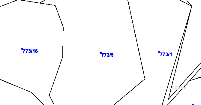 Parcela st. 773/5 v KÚ Klikov, Katastrální mapa