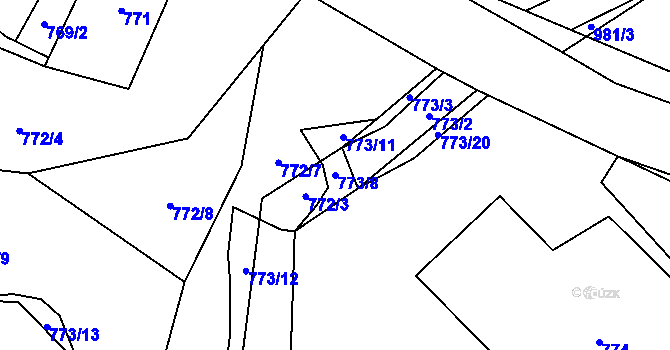 Parcela st. 773/8 v KÚ Klikov, Katastrální mapa