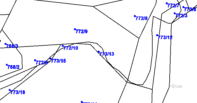 Parcela st. 773/13 v KÚ Klikov, Katastrální mapa