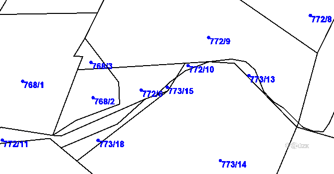 Parcela st. 773/15 v KÚ Klikov, Katastrální mapa