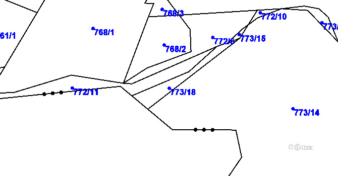 Parcela st. 773/18 v KÚ Klikov, Katastrální mapa