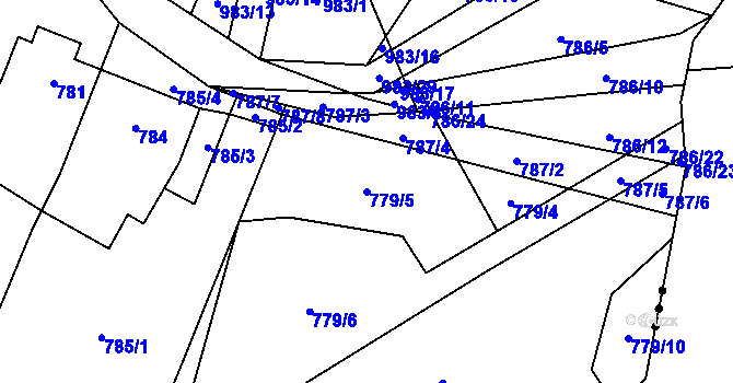 Parcela st. 779/5 v KÚ Klikov, Katastrální mapa