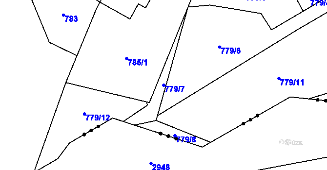 Parcela st. 779/7 v KÚ Klikov, Katastrální mapa