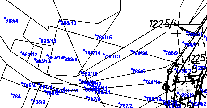 Parcela st. 786/13 v KÚ Klikov, Katastrální mapa