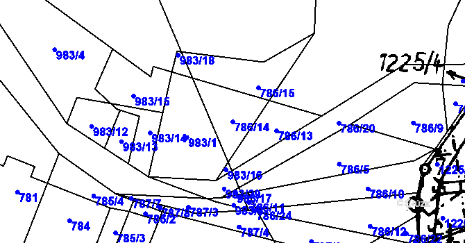Parcela st. 786/14 v KÚ Klikov, Katastrální mapa