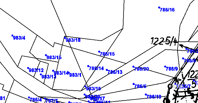Parcela st. 786/15 v KÚ Klikov, Katastrální mapa