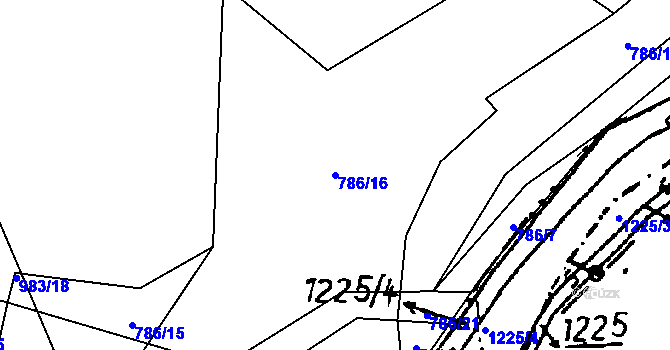 Parcela st. 786/16 v KÚ Klikov, Katastrální mapa