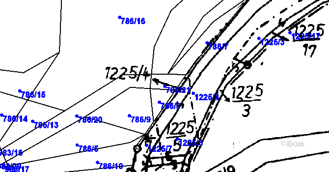 Parcela st. 786/21 v KÚ Klikov, Katastrální mapa