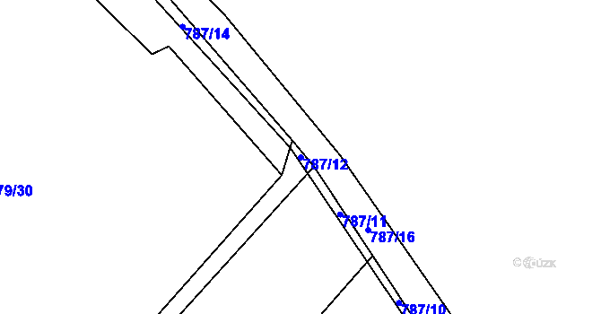 Parcela st. 787/12 v KÚ Klikov, Katastrální mapa