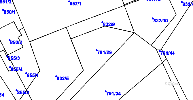 Parcela st. 791/29 v KÚ Klikov, Katastrální mapa
