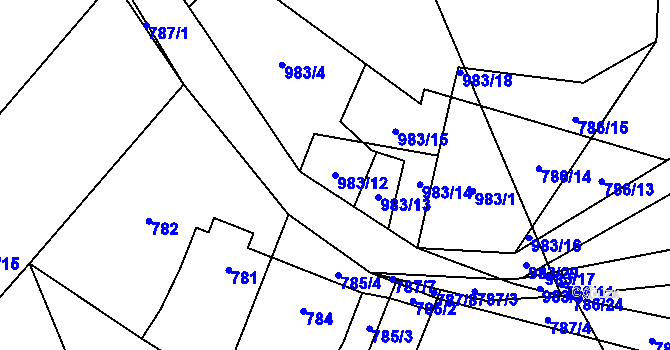 Parcela st. 983/12 v KÚ Klikov, Katastrální mapa