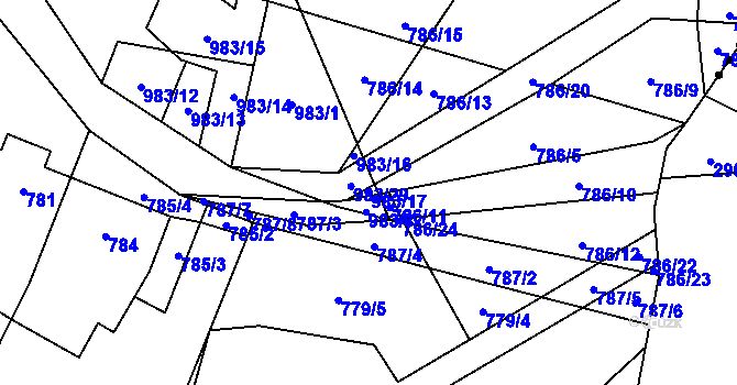 Parcela st. 983/17 v KÚ Klikov, Katastrální mapa