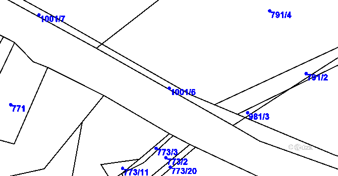Parcela st. 1001/6 v KÚ Klikov, Katastrální mapa