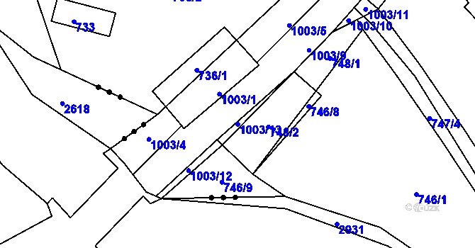 Parcela st. 1003/13 v KÚ Klikov, Katastrální mapa