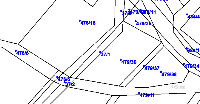 Parcela st. 37/1 v KÚ Klikov, Katastrální mapa