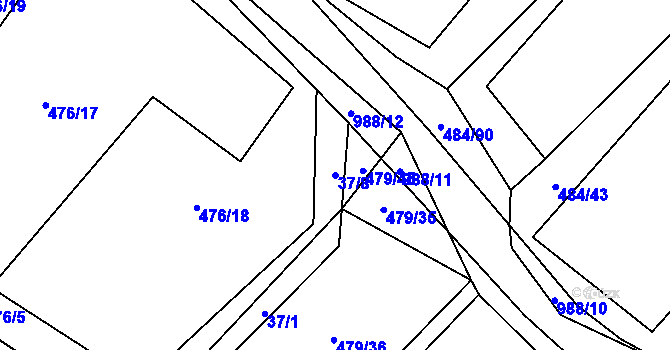 Parcela st. 37/8 v KÚ Klikov, Katastrální mapa