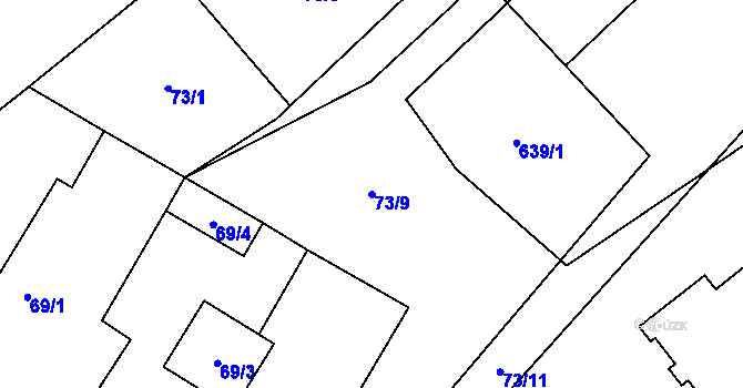 Parcela st. 73/9 v KÚ Klikov, Katastrální mapa