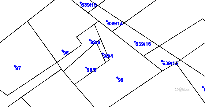 Parcela st. 98/4 v KÚ Klikov, Katastrální mapa