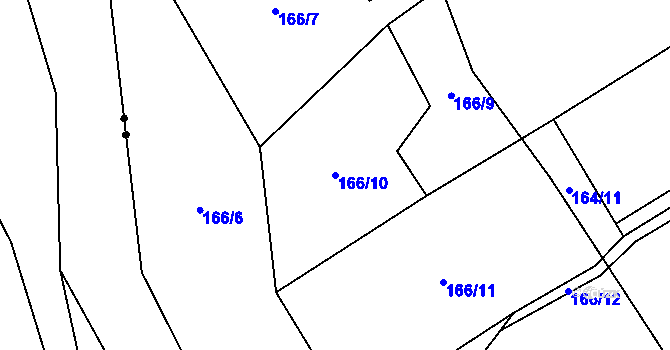 Parcela st. 166/10 v KÚ Klikov, Katastrální mapa