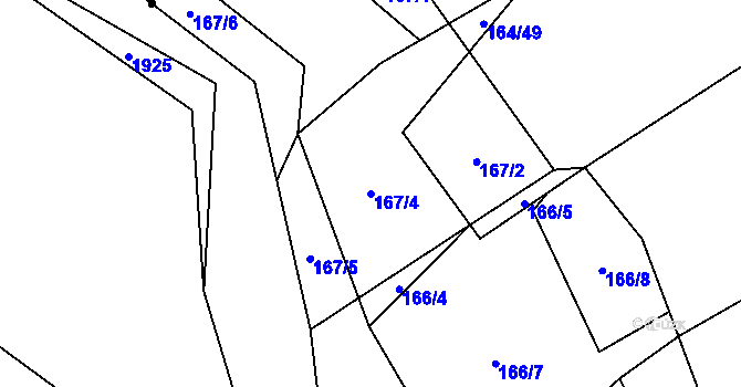 Parcela st. 167/4 v KÚ Klikov, Katastrální mapa