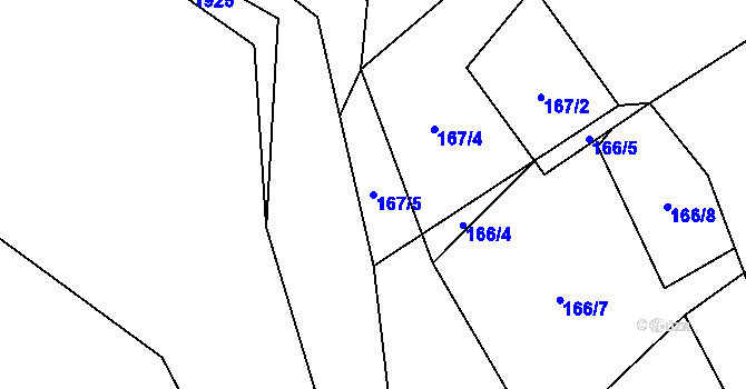 Parcela st. 167/5 v KÚ Klikov, Katastrální mapa