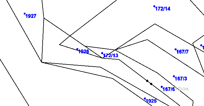 Parcela st. 172/13 v KÚ Klikov, Katastrální mapa