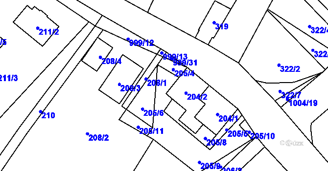 Parcela st. 205/7 v KÚ Klikov, Katastrální mapa