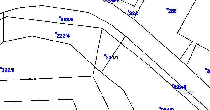 Parcela st. 221/1 v KÚ Klikov, Katastrální mapa