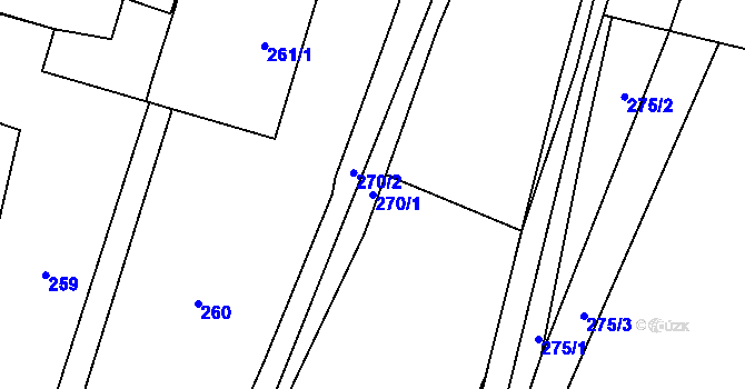 Parcela st. 270/1 v KÚ Klikov, Katastrální mapa