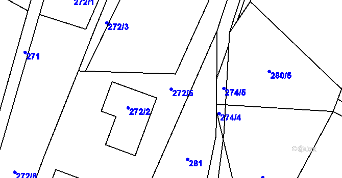 Parcela st. 272/5 v KÚ Klikov, Katastrální mapa