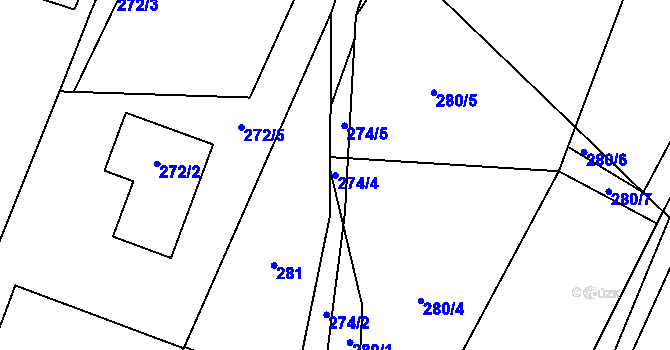 Parcela st. 274/4 v KÚ Klikov, Katastrální mapa