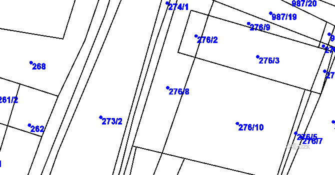 Parcela st. 276/8 v KÚ Klikov, Katastrální mapa