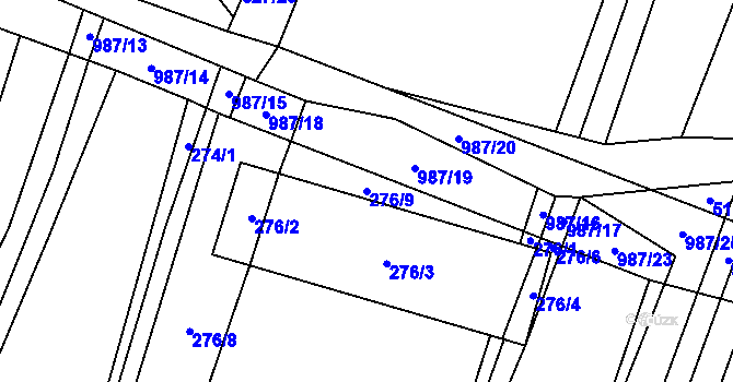 Parcela st. 276/9 v KÚ Klikov, Katastrální mapa