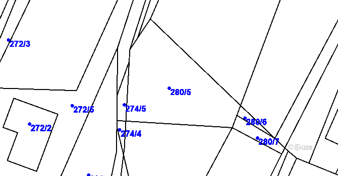 Parcela st. 280/5 v KÚ Klikov, Katastrální mapa