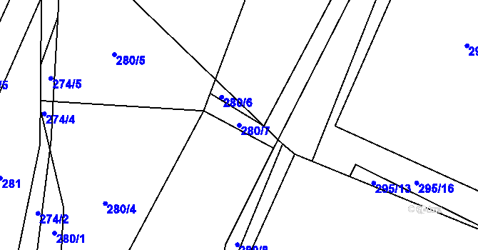 Parcela st. 280/7 v KÚ Klikov, Katastrální mapa