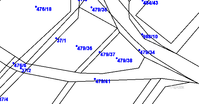 Parcela st. 479/37 v KÚ Klikov, Katastrální mapa