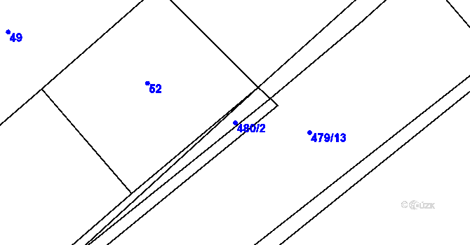 Parcela st. 480/2 v KÚ Klikov, Katastrální mapa