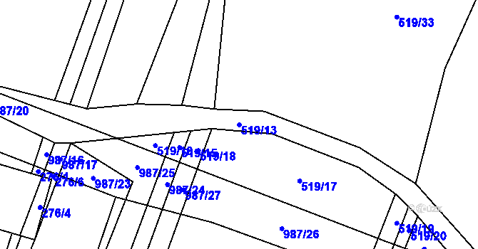 Parcela st. 519/13 v KÚ Klikov, Katastrální mapa